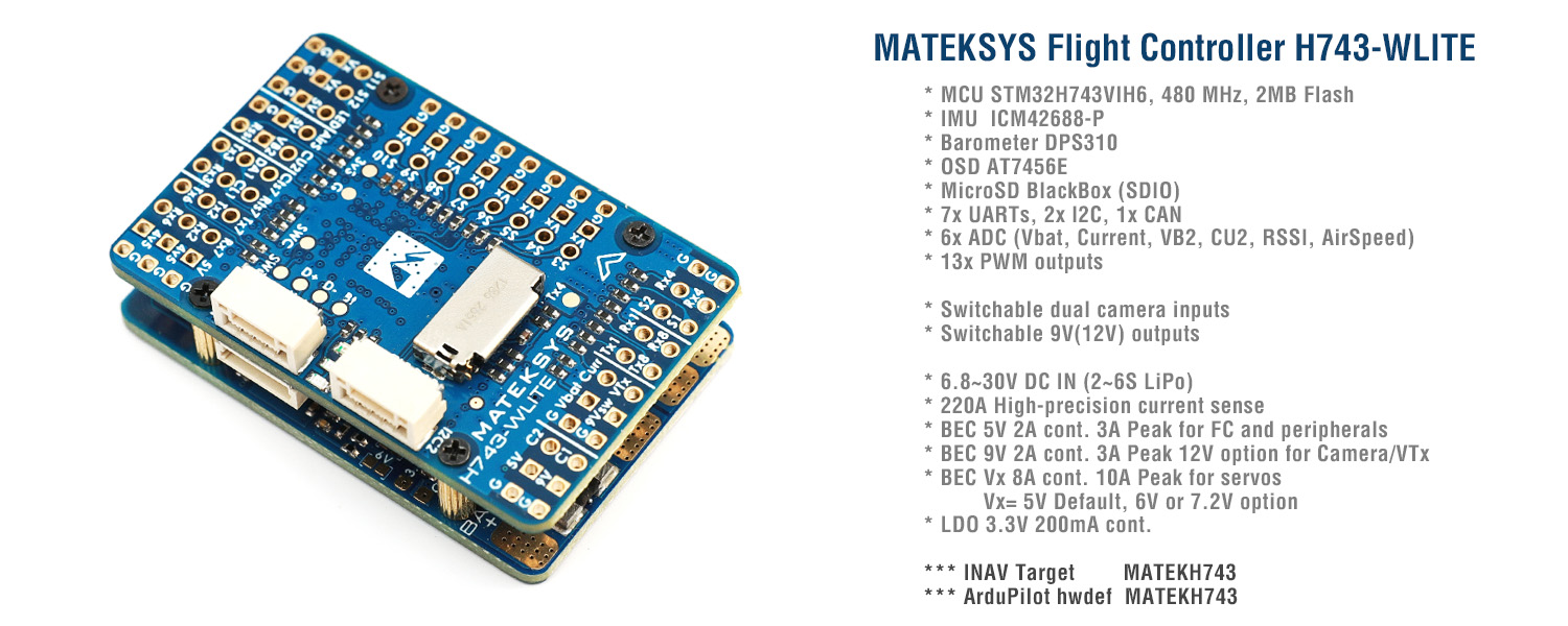 Matek Systems H743-WLITE Flight Controller